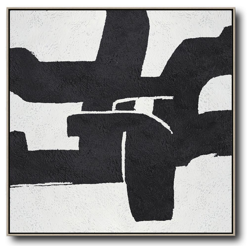 Minimal Black and White Painting #MN125A - Click Image to Close